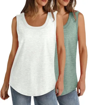 2 Pack Tank Tops for Women Athletic Spring Cami T-Shirts 2025 Racerback Basic Summer 2024 Camisole Fashion Clothes