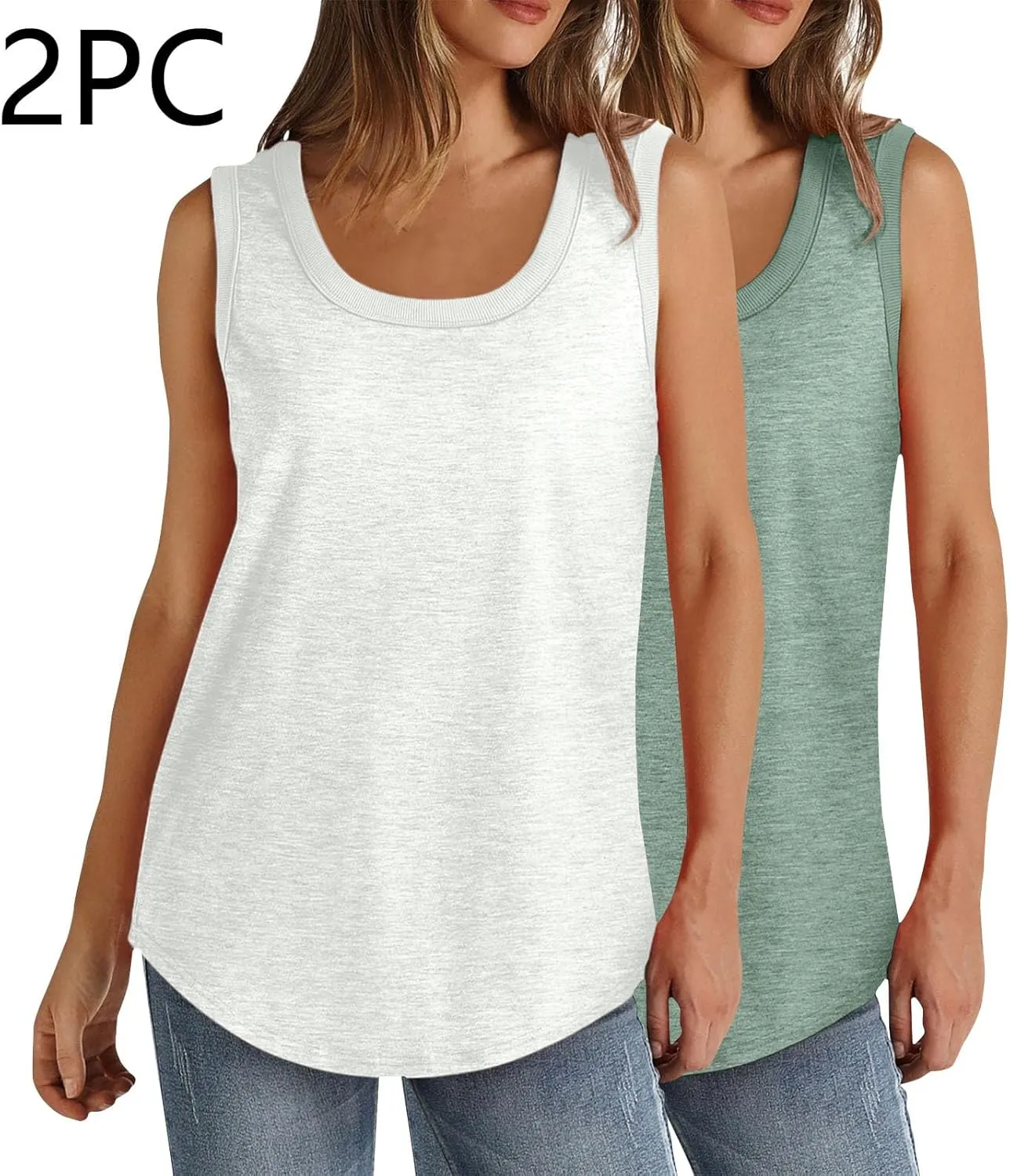 2 Pack Tank Tops for Women Athletic Spring Cami T-Shirts 2025 Racerback Basic Summer 2024 Camisole Fashion Clothes