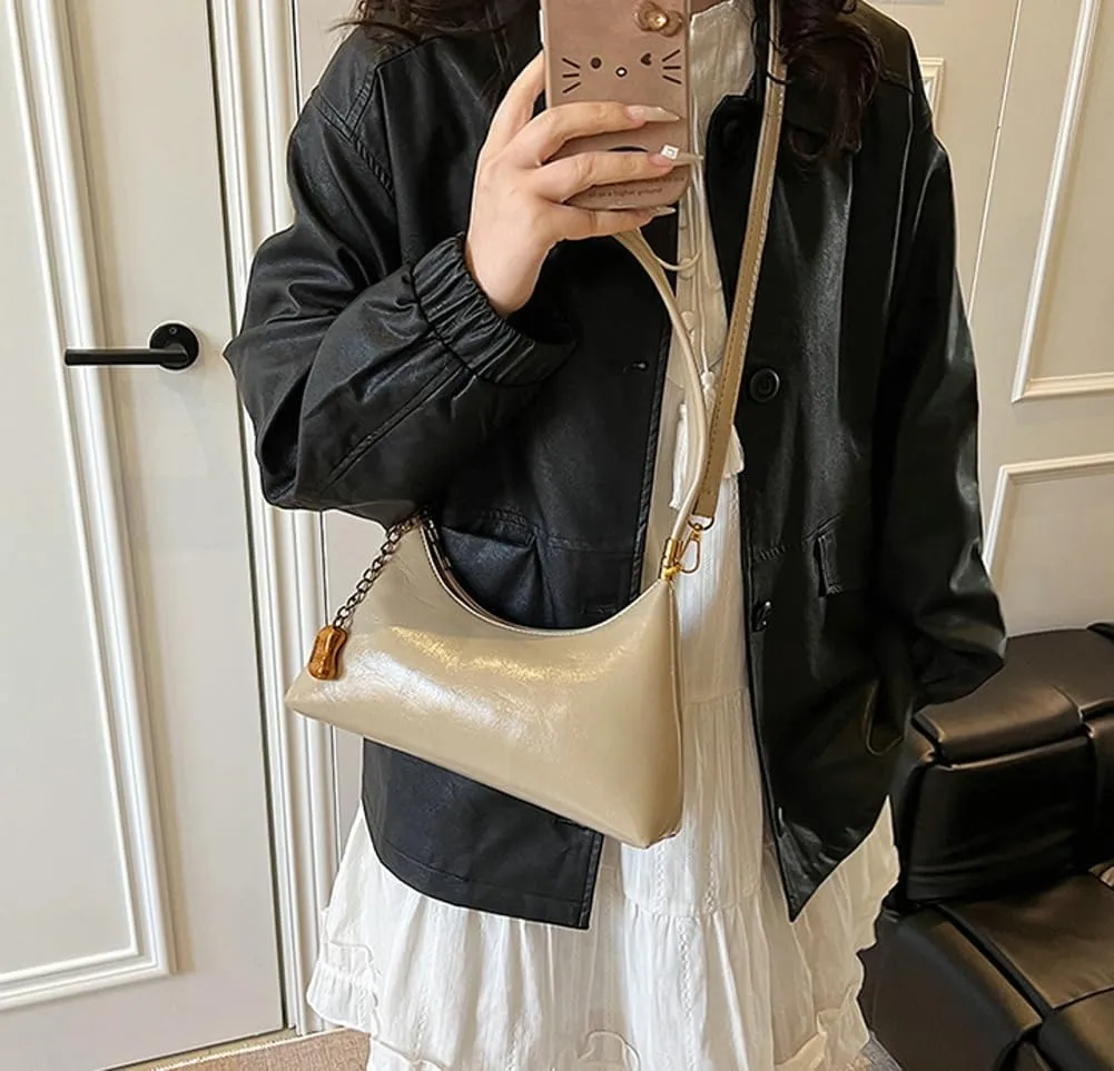 2025 Spring Women's Elegant Underarm Bag  Minimalist Solid Color Shoulder Crossbody Purse, Chic Handbag