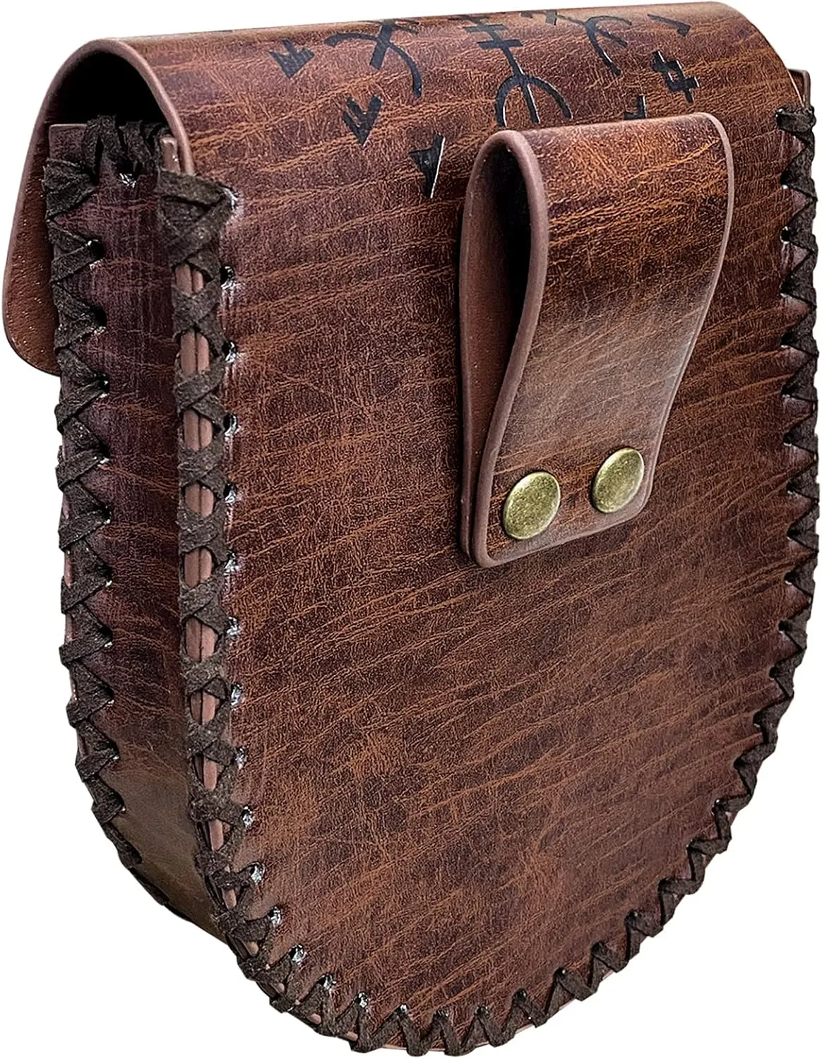 3 Pcs Halloween Renaissance Belt Pouch Coin Purse Phone Holder Skirt Hikes Medieval Viking Pirate Leather Belt Costume Sets (Brown-Dragon)