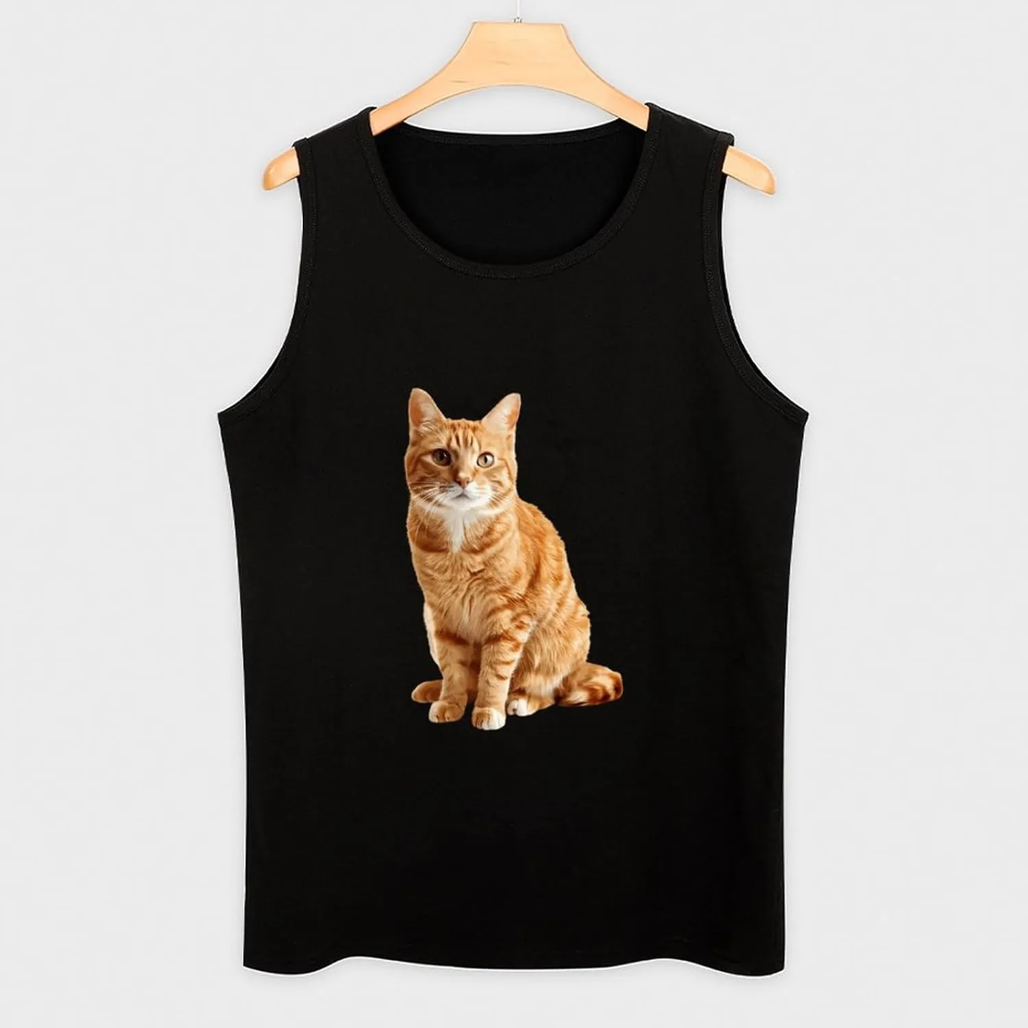 A Yellow Cat Mens Tank Top Cotton Undershirt Crewneck Sleeveless Shirt for Summer