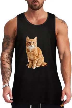 A Yellow Cat Mens Tank Top Cotton Undershirt Crewneck Sleeveless Shirt for Summer