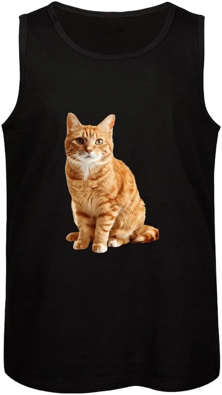 A Yellow Cat Mens Tank Top Cotton Undershirt Crewneck Sleeveless Shirt for Summer