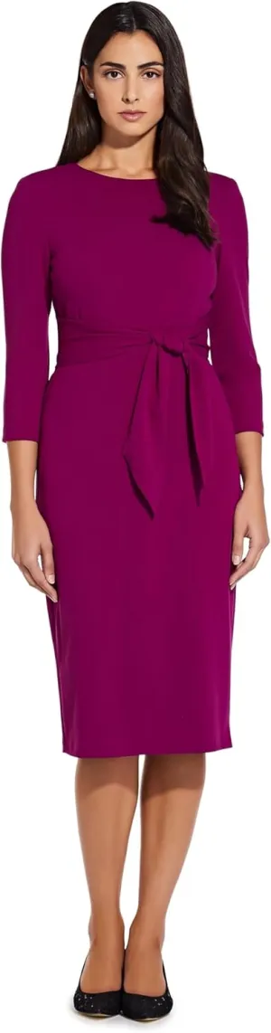 Adrianna Papell Women's Bow Sheath Dress with Three Quarter Sleeves