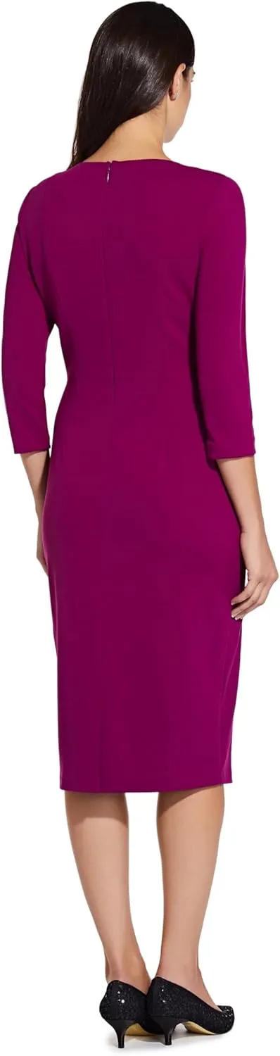 Adrianna Papell Women's Bow Sheath Dress with Three Quarter Sleeves
