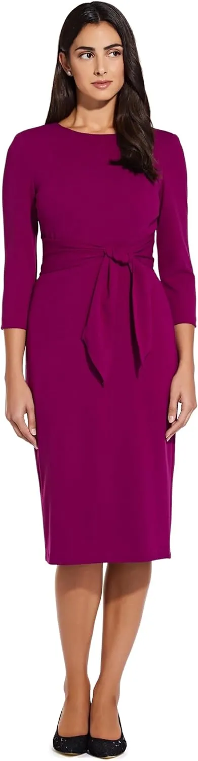 Adrianna Papell Women's Bow Sheath Dress with Three Quarter Sleeves