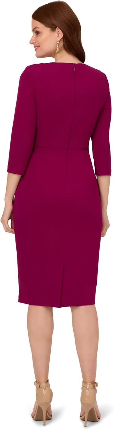 Adrianna Papell Women's Bow Sheath Dress with Three Quarter Sleeves
