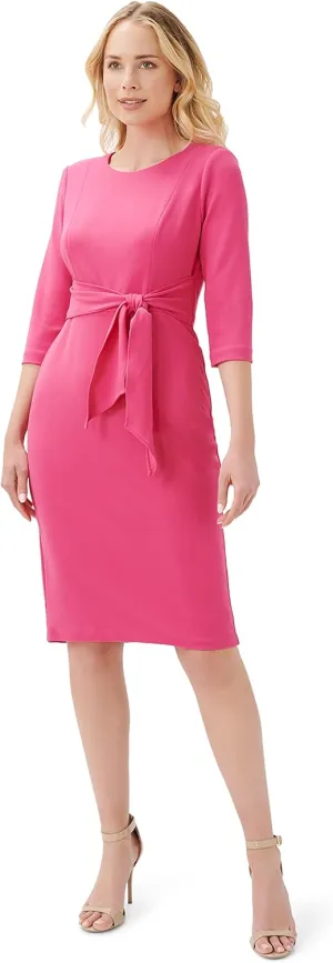 Adrianna Papell Women's Knit Crepe Tie Waist Sheath