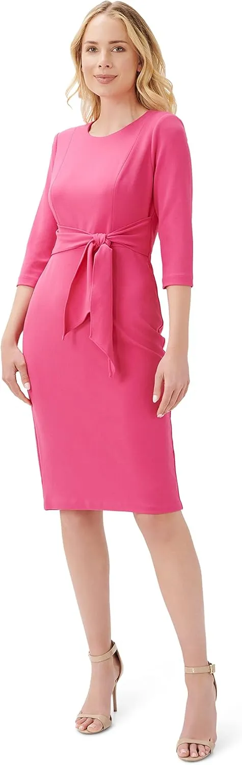 Adrianna Papell Women's Knit Crepe Tie Waist Sheath
