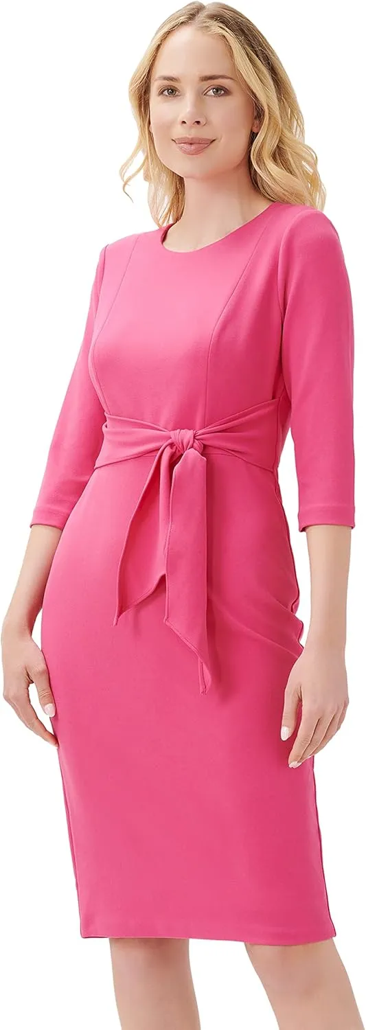 Adrianna Papell Women's Knit Crepe Tie Waist Sheath