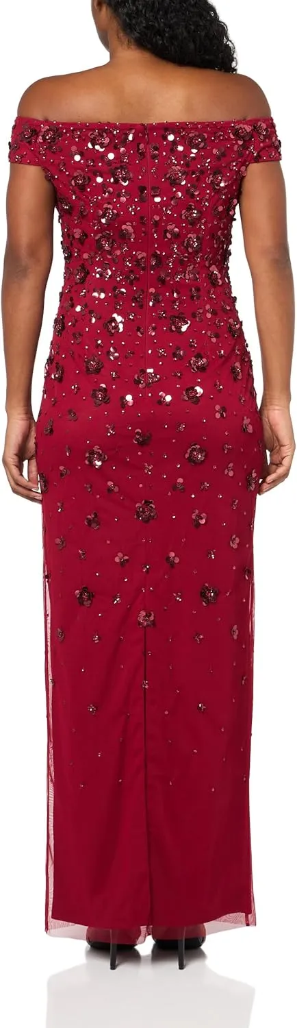 Adrianna Papell Women's Off Shoulder Beaded Dress