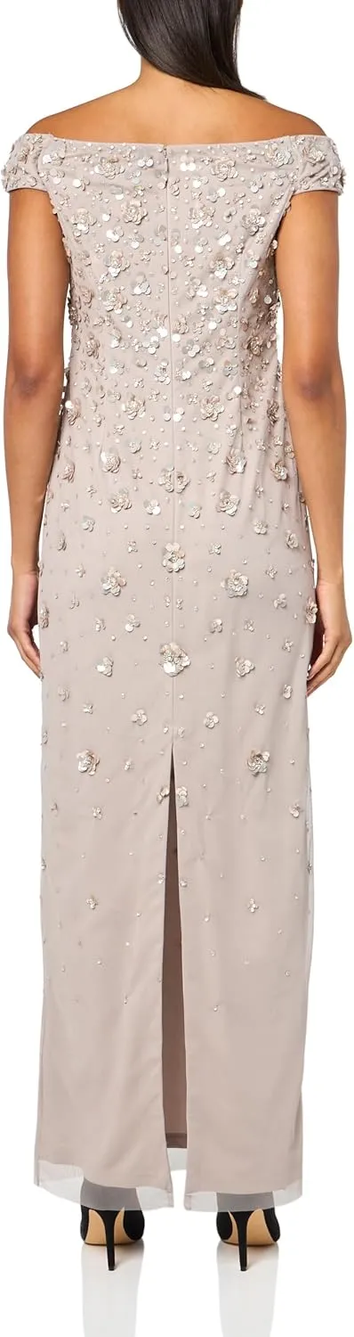 Adrianna Papell Women's Off Shoulder Beaded Dress