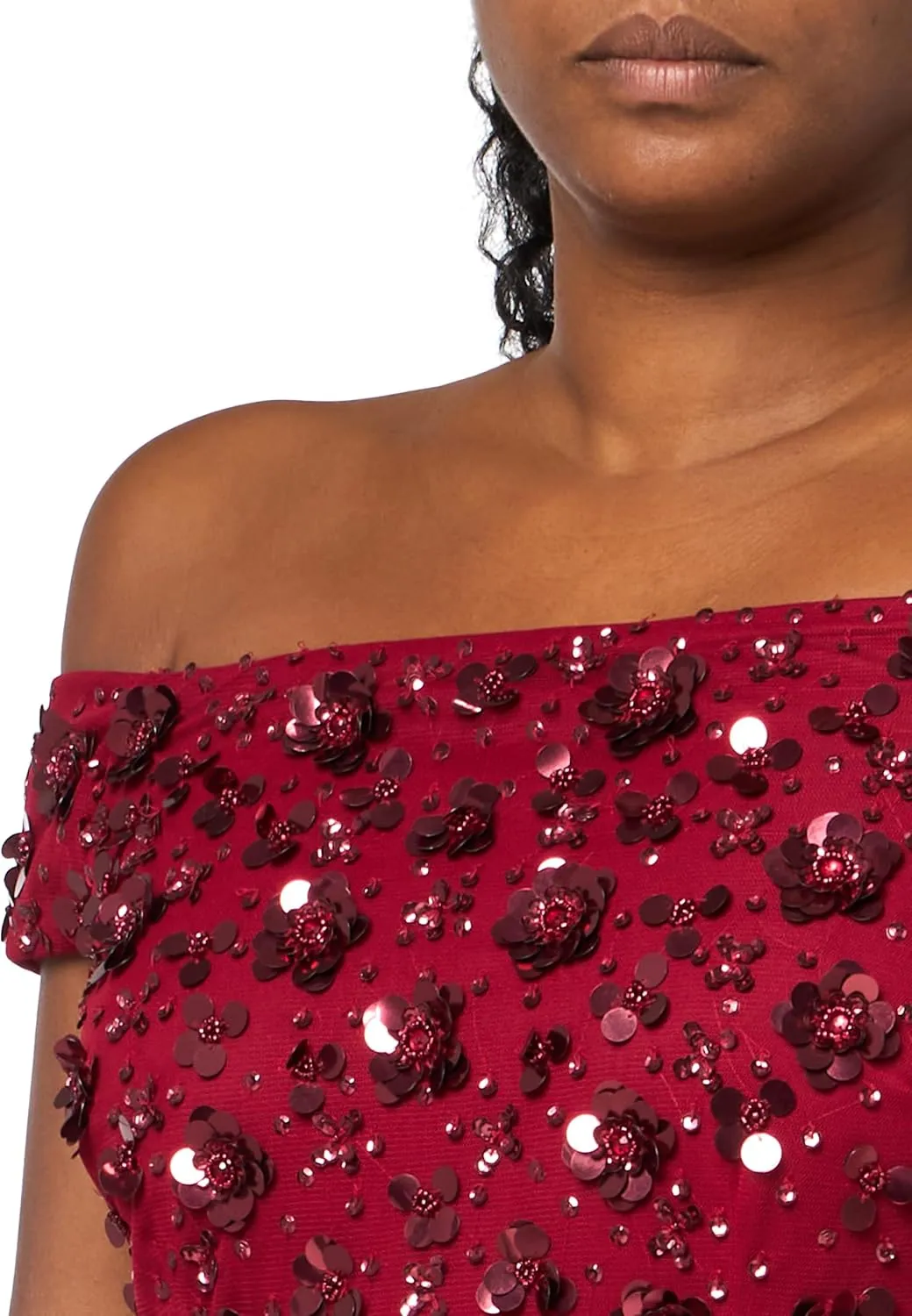 Adrianna Papell Women's Off Shoulder Beaded Dress