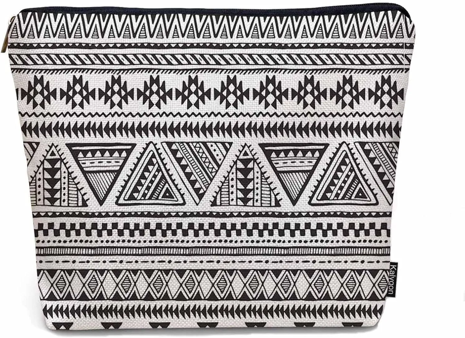 African Aztec Makeup Bags Makeup Organizer, Navajo Style Geometric Triangle Stripes Flax Toiletry Bags Travel Cosmetic Bag Makeup Purse Pouch Skincare Bag Wallet Bags For Women Black White
