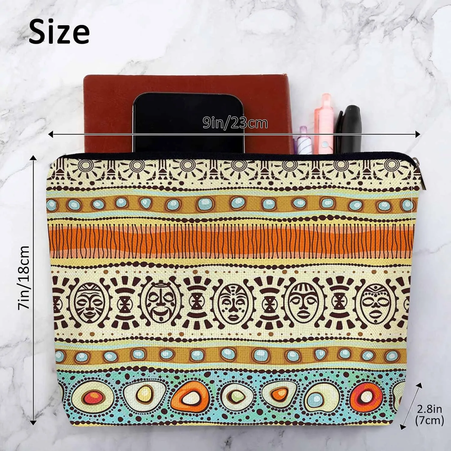 African Pattern Cosmetic Bag - Tribal Ethnic Makeup Toiletry Bags for Women