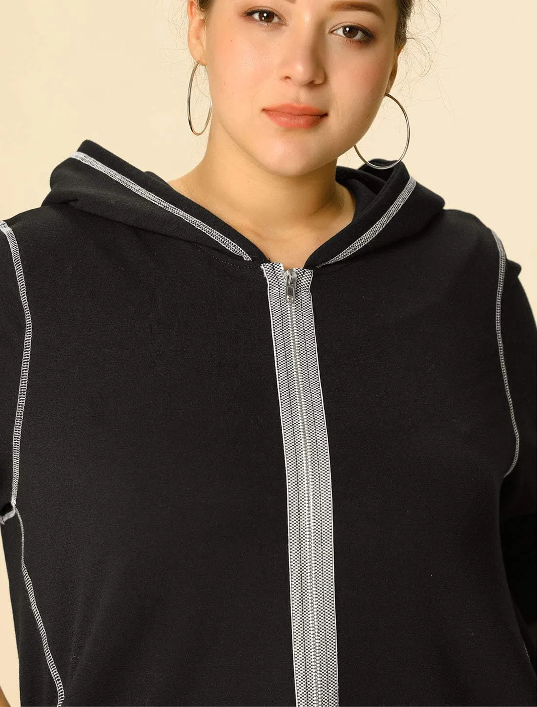 Agnes Orinda Women's Plus Size Jacket Zip Front Long Sleeve with Pockets 2024 Hoodie Jackets