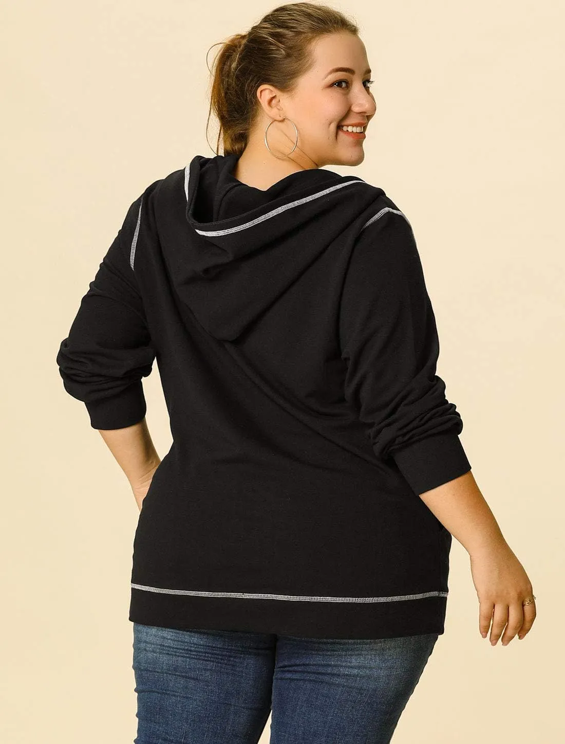 Agnes Orinda Women's Plus Size Jacket Zip Front Long Sleeve with Pockets 2024 Hoodie Jackets