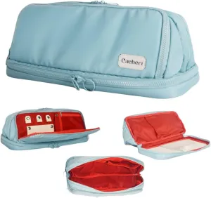 All-in-One Toiletry Bag  Makeup, Jewelry & Hair Tool Organizer with Heat-Resistant Pocket  Travel Cosmetic Case with Red Lining