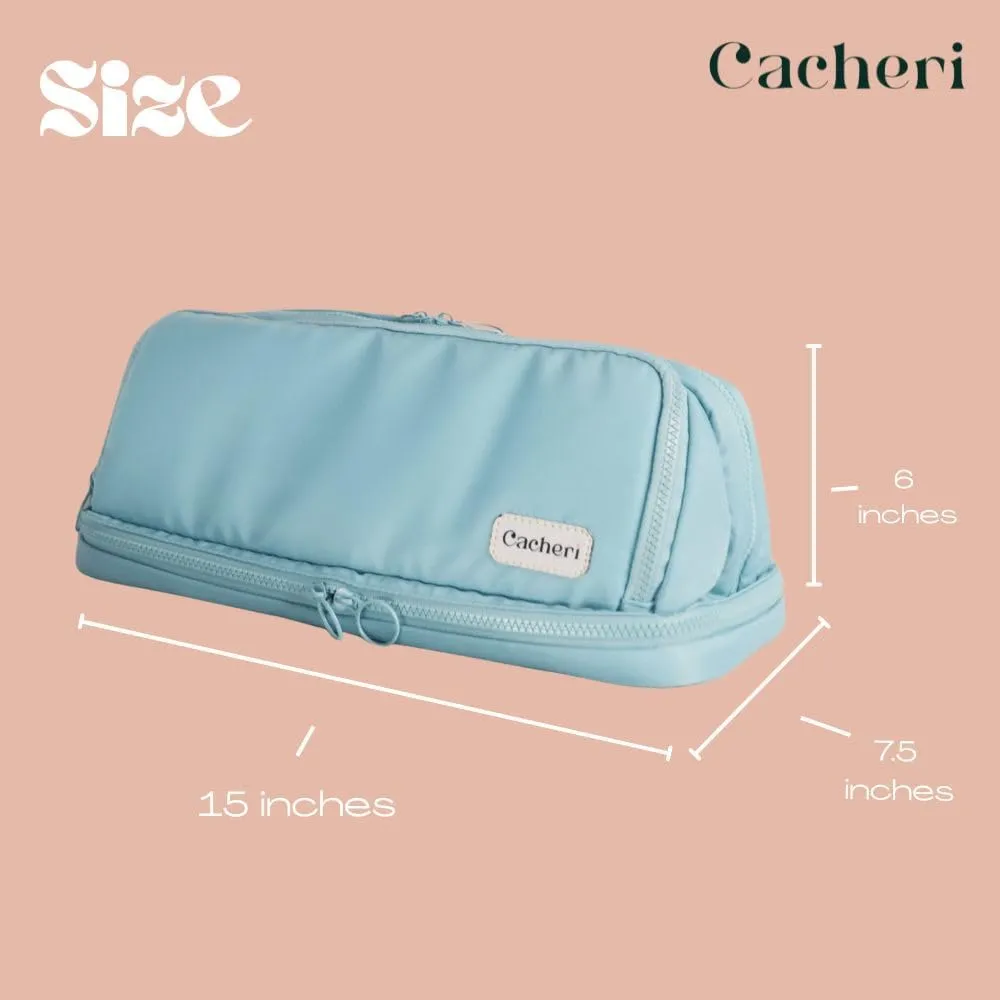 All-in-One Toiletry Bag  Makeup, Jewelry & Hair Tool Organizer with Heat-Resistant Pocket  Travel Cosmetic Case with Red Lining