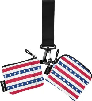 American Patriotic Stars and Stripes Women's Change Wallet Card Cases Cute Fashion Business Card Holder with Zipper Pocket for Ladies Girls 2 Packs