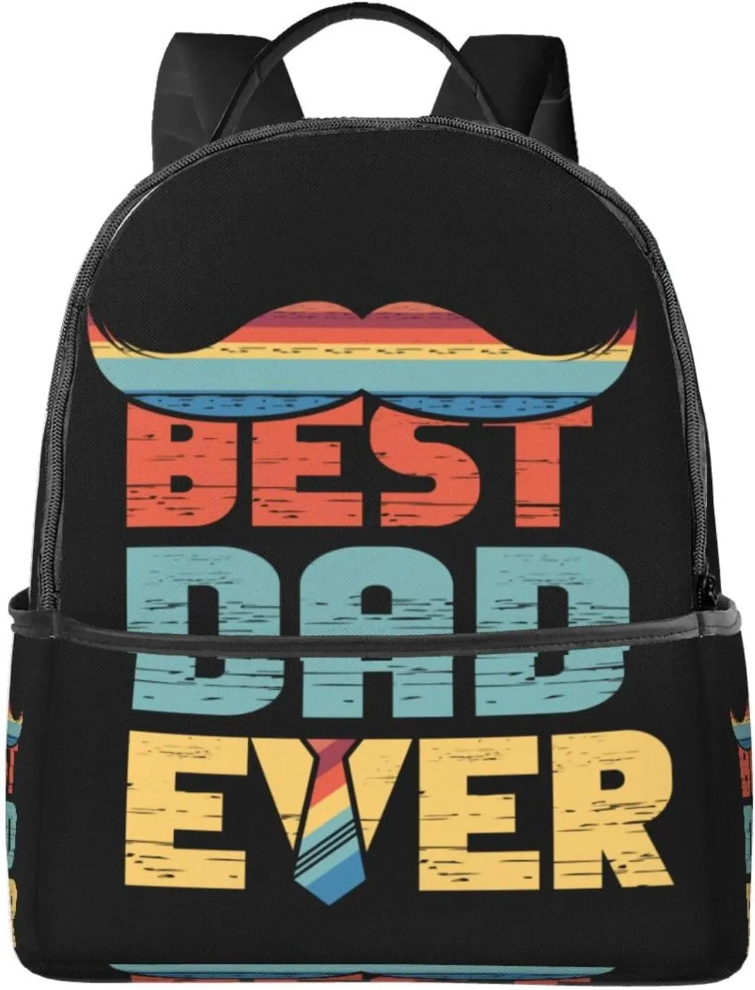 Best Dad Ever Father's Day Beard Tie Backpack Lightweight Laptop Backpacks Casual Double Shoulder Backpack For Women Men Travel