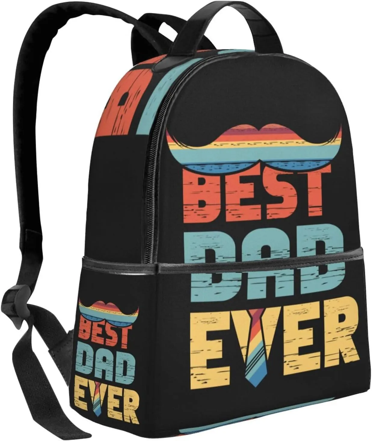 Best Dad Ever Father's Day Beard Tie Backpack Lightweight Laptop Backpacks Casual Double Shoulder Backpack For Women Men Travel