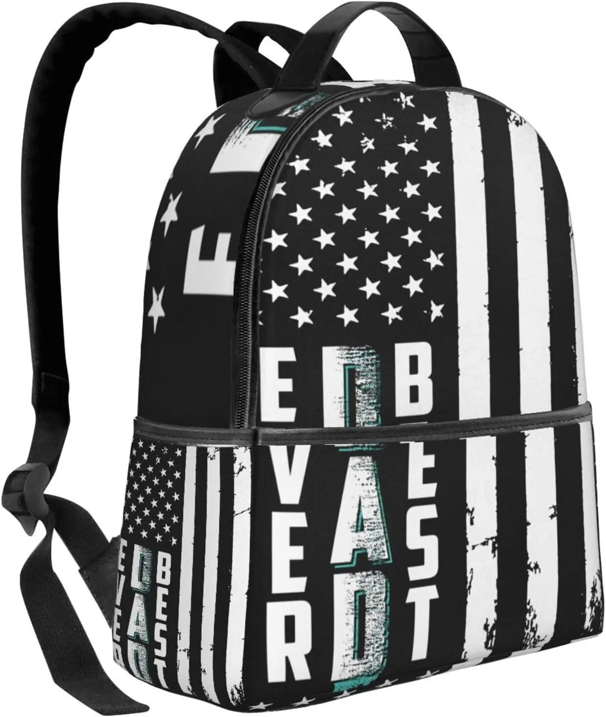 Best Dad Ever Father's Day Vintage American Flag Backpack Lightweight Laptop Backpacks Casual Double Shoulder Backpack For Women Men Travel