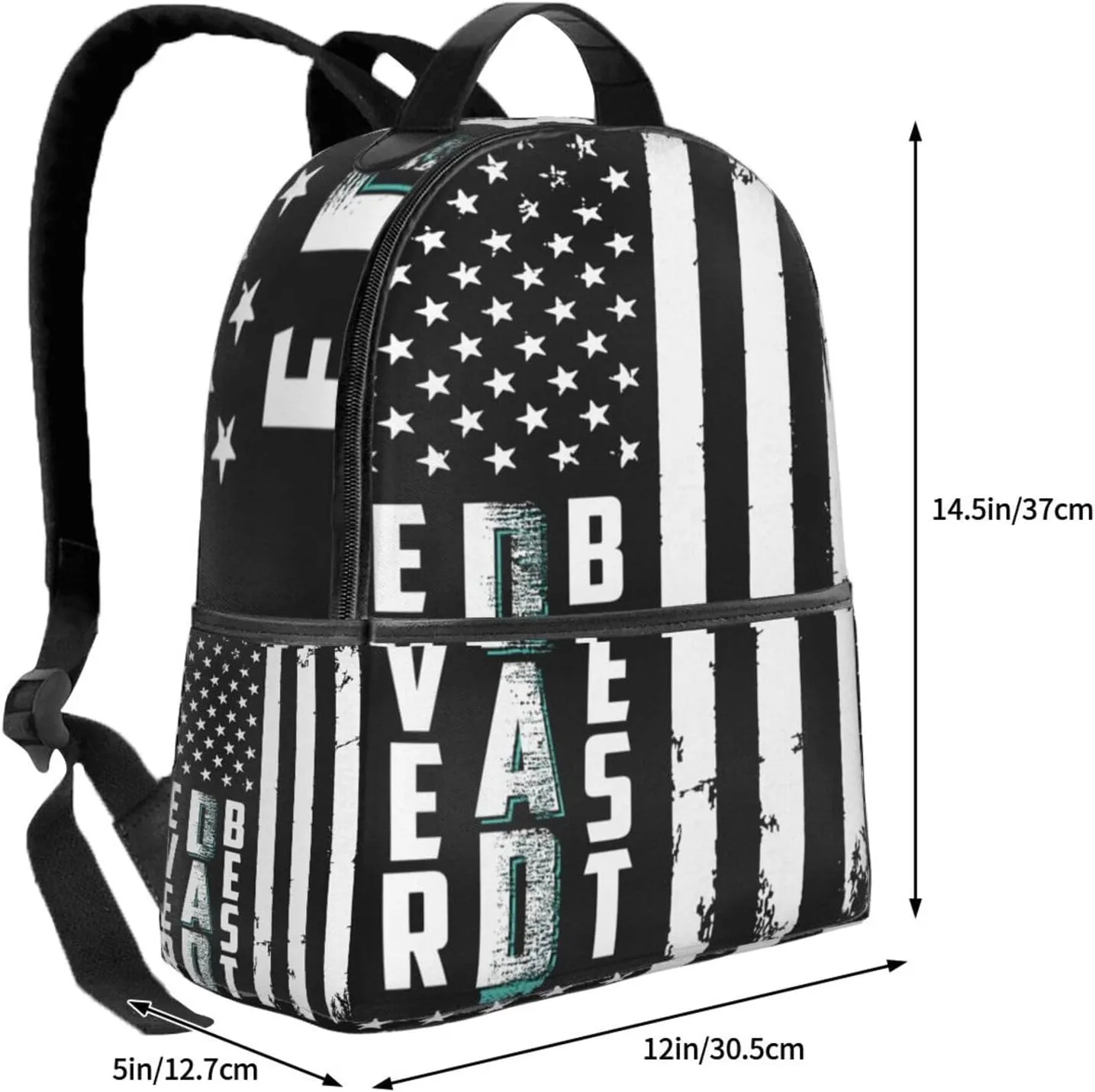 Best Dad Ever Father's Day Vintage American Flag Backpack Lightweight Laptop Backpacks Casual Double Shoulder Backpack For Women Men Travel