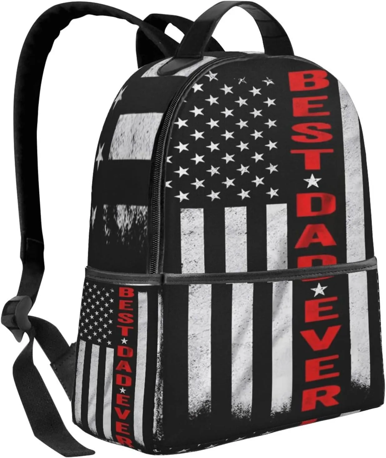 Best Dad Ever Father's Day Vintage American Flag Backpack Lightweight Laptop Backpacks Casual Double Shoulder Backpack For Women Men Travel