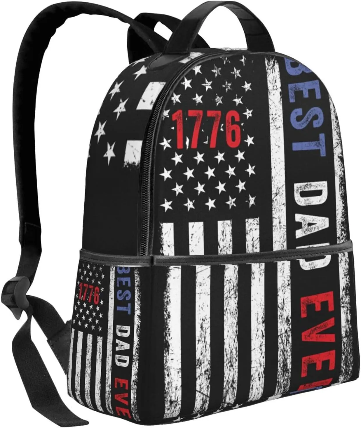 Best Dad Ever Father's Day Vintage American Flag Backpack Lightweight Laptop Backpacks Casual Double Shoulder Backpack For Women Men Travel