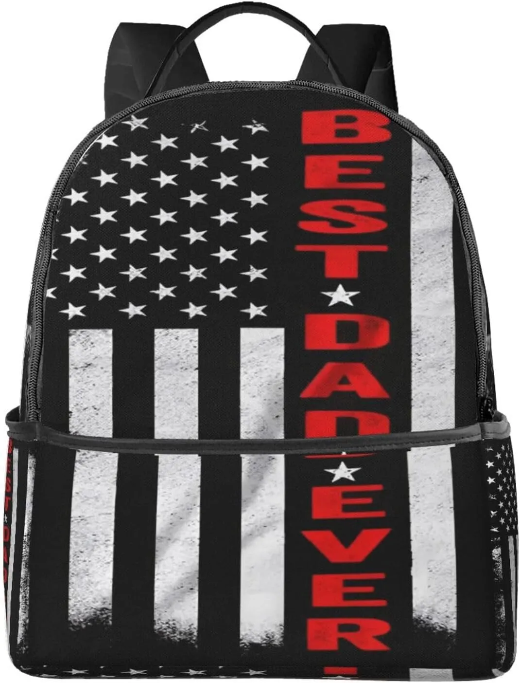 Best Dad Ever Father's Day Vintage American Flag Backpack Lightweight Laptop Backpacks Casual Double Shoulder Backpack For Women Men Travel