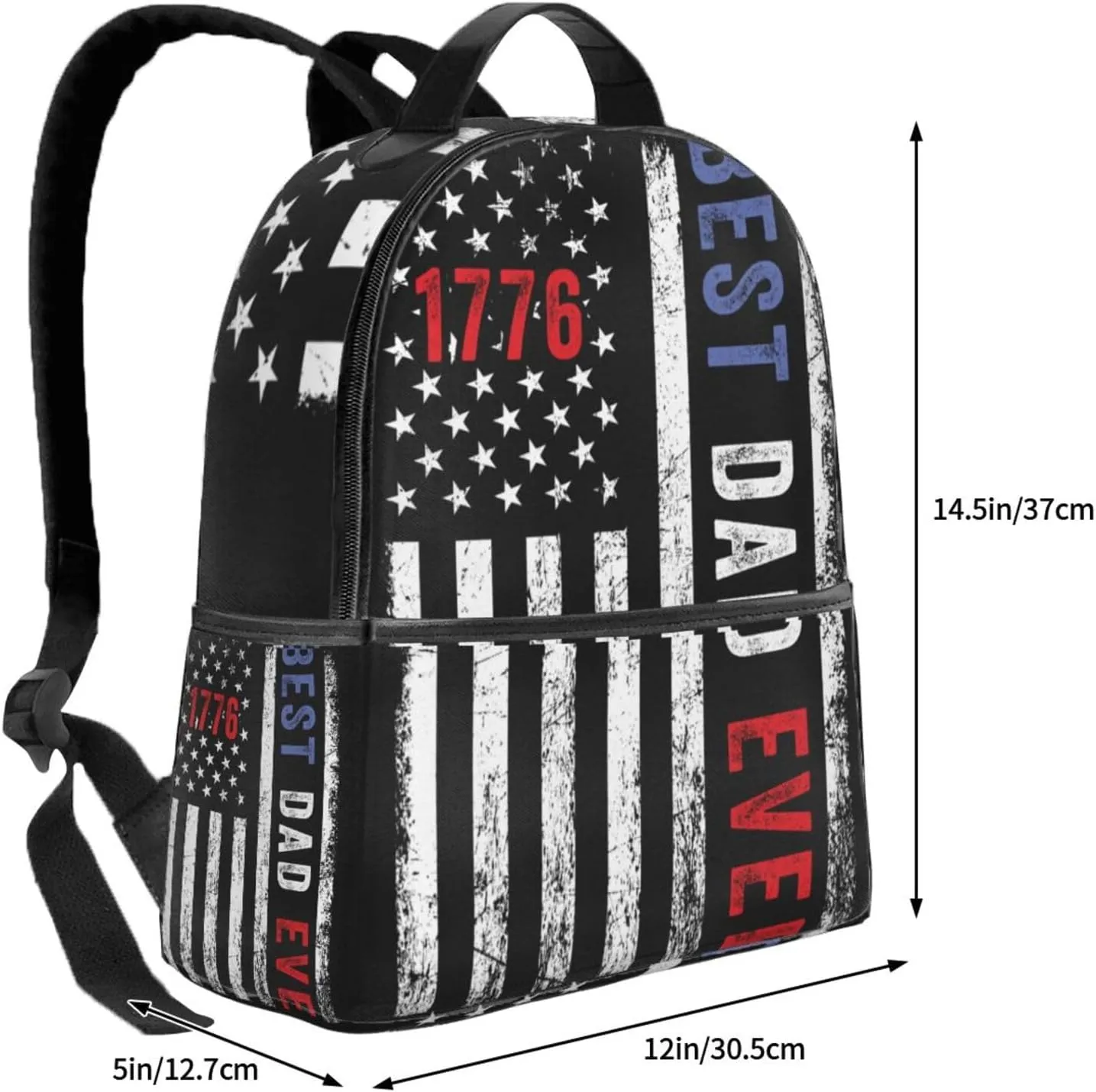 Best Dad Ever Father's Day Vintage American Flag Backpack Lightweight Laptop Backpacks Casual Double Shoulder Backpack For Women Men Travel