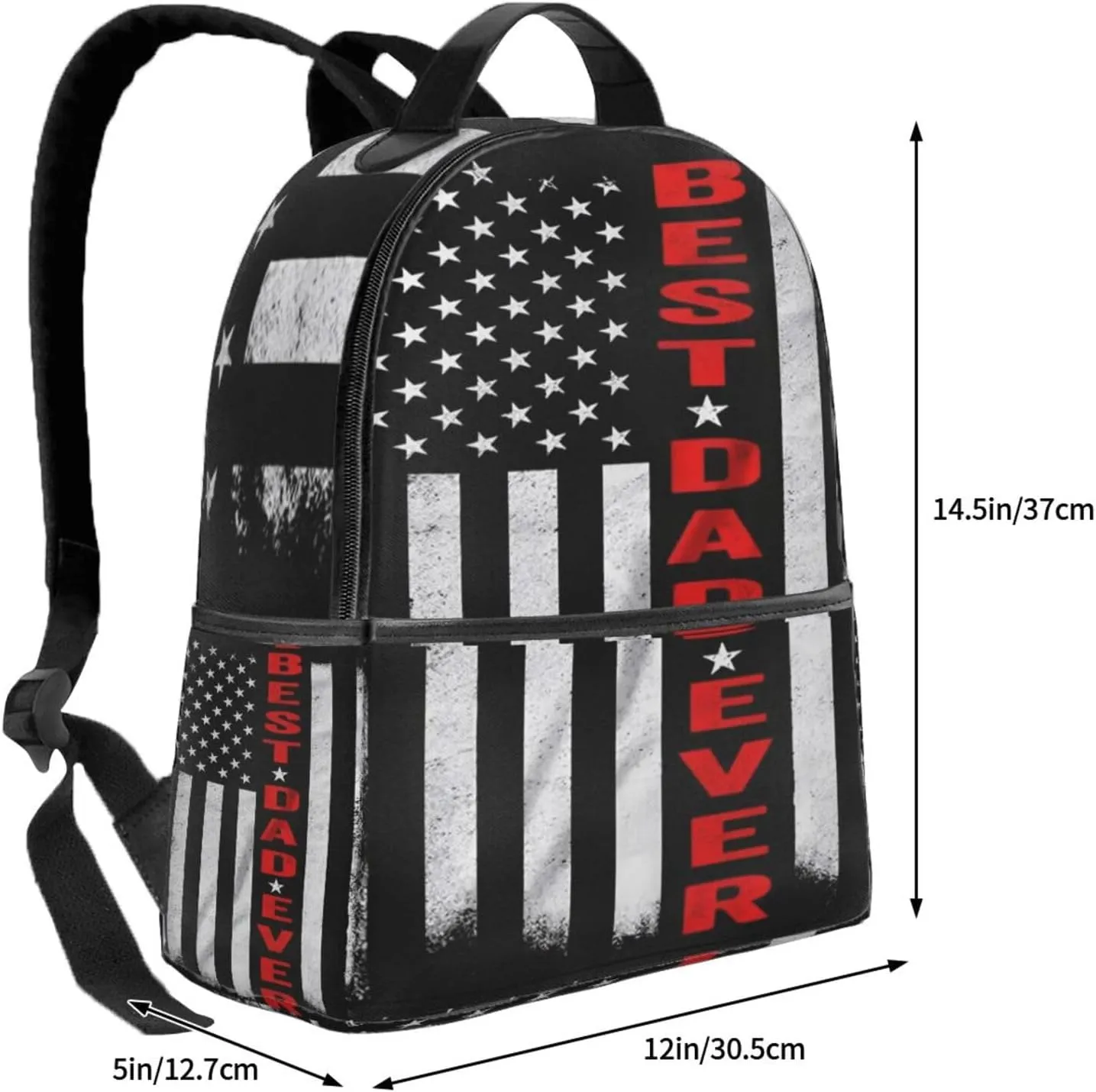 Best Dad Ever Father's Day Vintage American Flag Backpack Lightweight Laptop Backpacks Casual Double Shoulder Backpack For Women Men Travel