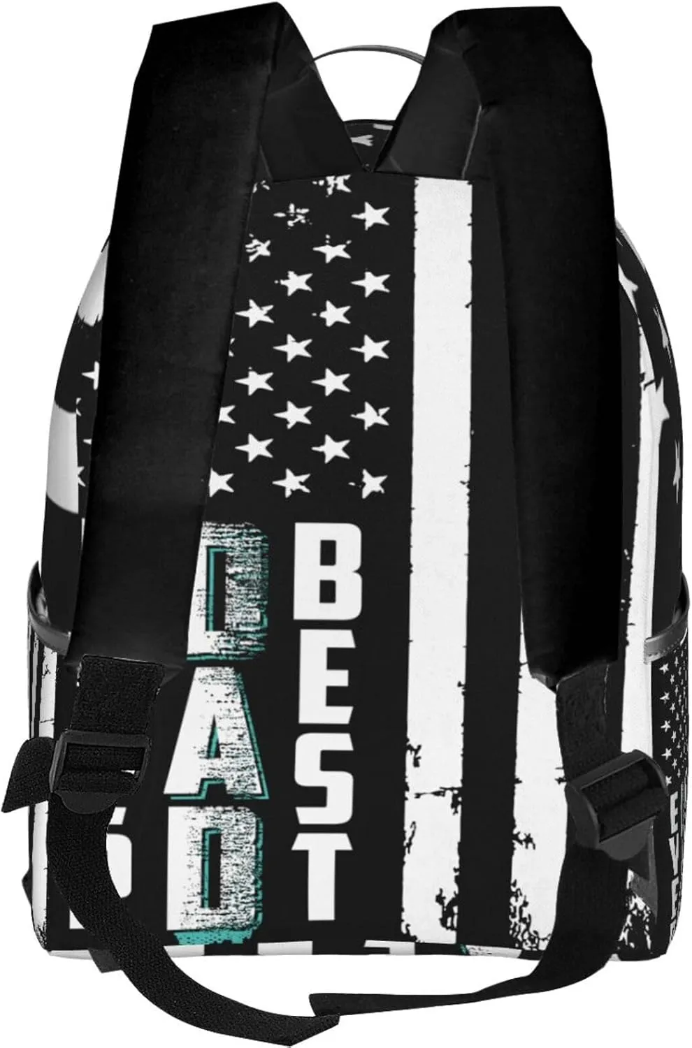 Best Dad Ever Father's Day Vintage American Flag Backpack Lightweight Laptop Backpacks Casual Double Shoulder Backpack For Women Men Travel
