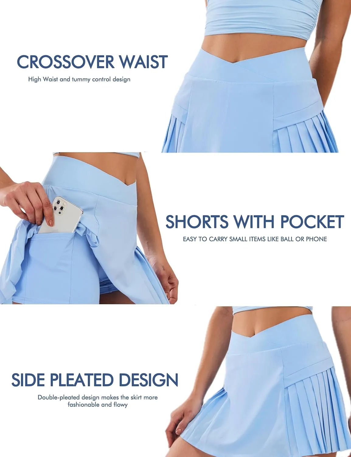 Blooming Jelly Womens Tennis Skirts High Waisted Tummy Control Pleated Athletic Skorts Trendy Summer Golf Skorts with Pockets