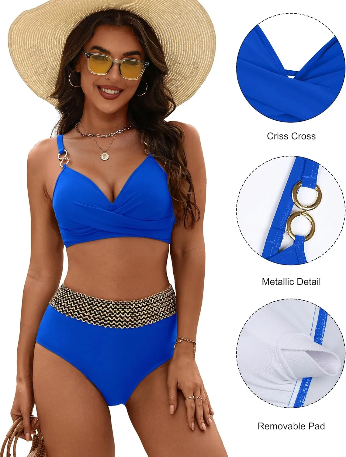 BMJL Womens High Waisted Bikini Sets Tummy Control Swimsuits 2025 Two Piece Modily Bathing Suits