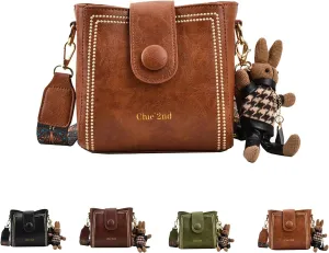 Bootara Bucket Bag, Women's Vintage Bunny Charm Bucket Bag, Vintage Crossbody Bag With Adjustable Wider Shoulder Strap