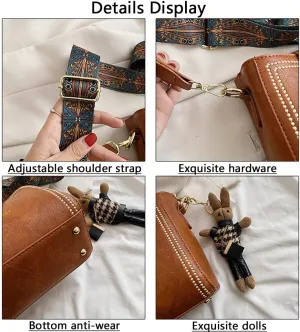 Bootara Bucket Bag,Women Trendy Crossbody Bags with Bunny Charm,Vintage Small Water Bucket BagConvertible Tote