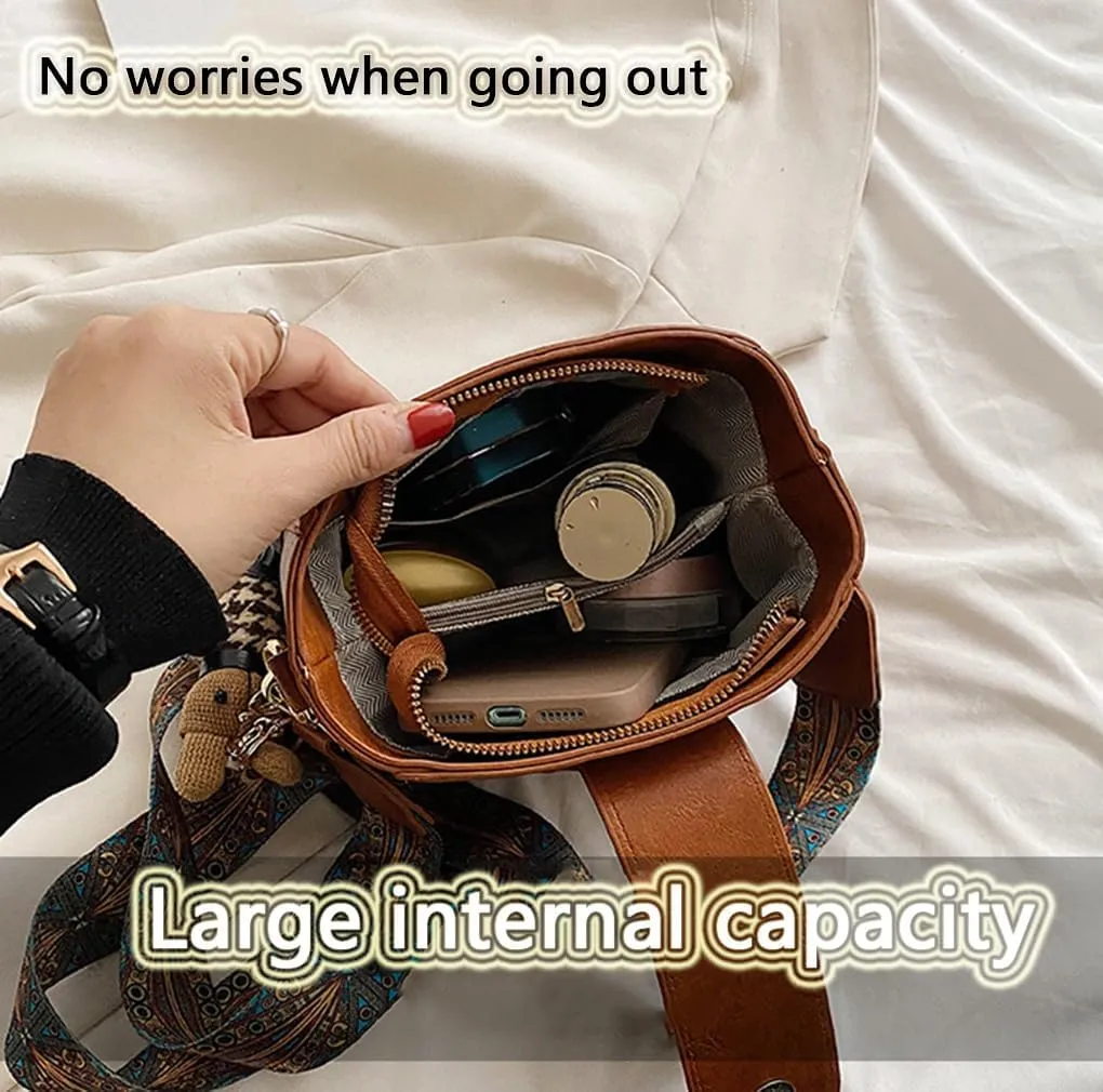 Bootara Bucket Bag,Women Trendy Crossbody Bags with Bunny Charm,Vintage Small Water Bucket BagConvertible Tote