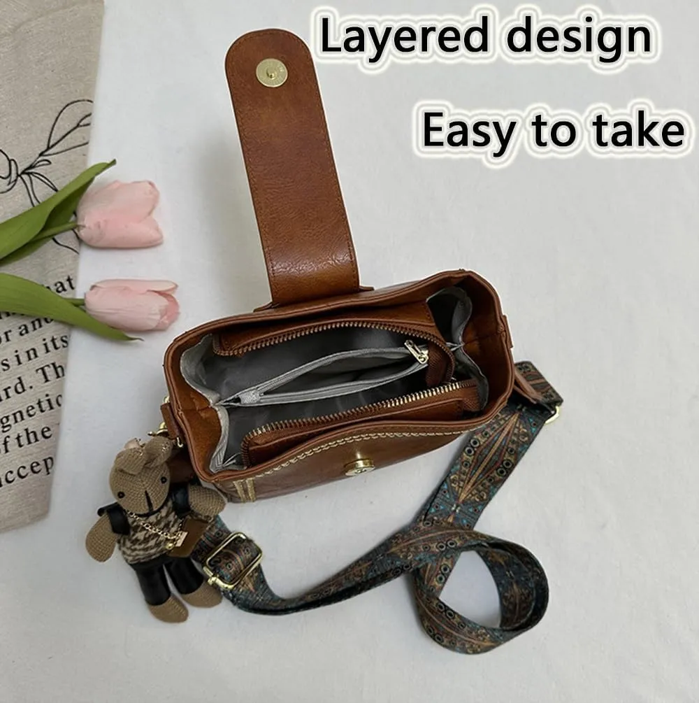 Bootara Bucket Bag,Women Trendy Crossbody Bags with Bunny Charm,Vintage Small Water Bucket BagConvertible Tote