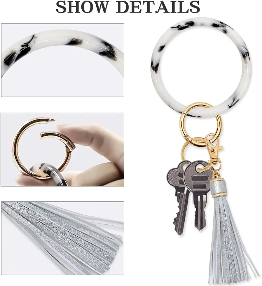 Bracelet Keychain for Women Key Ring Bracelet Wristlet Keychain Bangle Keyring for Women Key Chain Marble Keychain