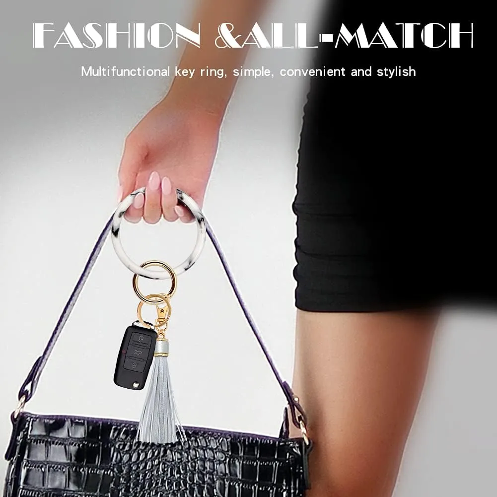 Bracelet Keychain for Women Key Ring Bracelet Wristlet Keychain Bangle Keyring for Women Key Chain Marble Keychain