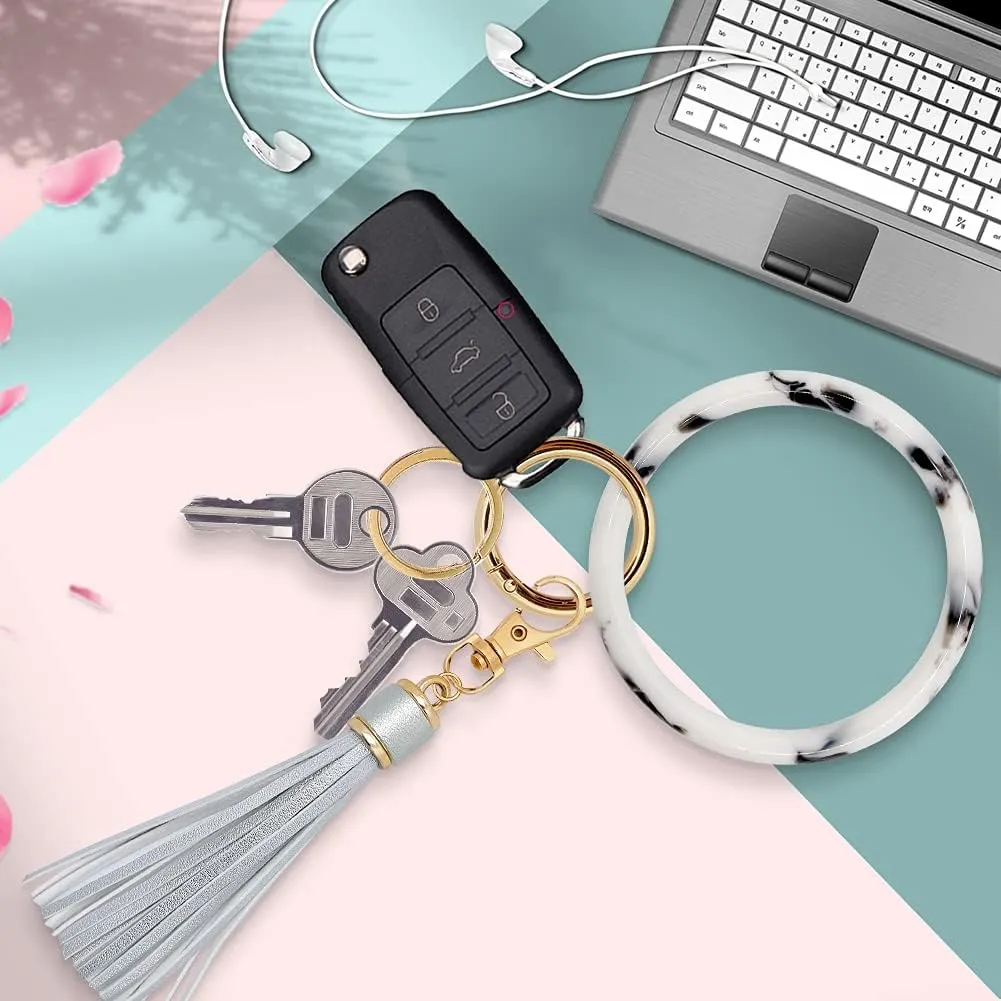 Bracelet Keychain for Women Key Ring Bracelet Wristlet Keychain Bangle Keyring for Women Key Chain Marble Keychain