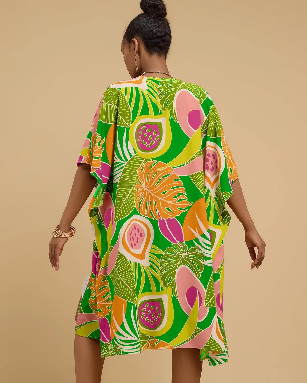 Bsubseach Two Piece Sets for Women Summer Kimono Cardigan and Shorts Set Tropical Print Beach Cover Up Vacation Outfits
