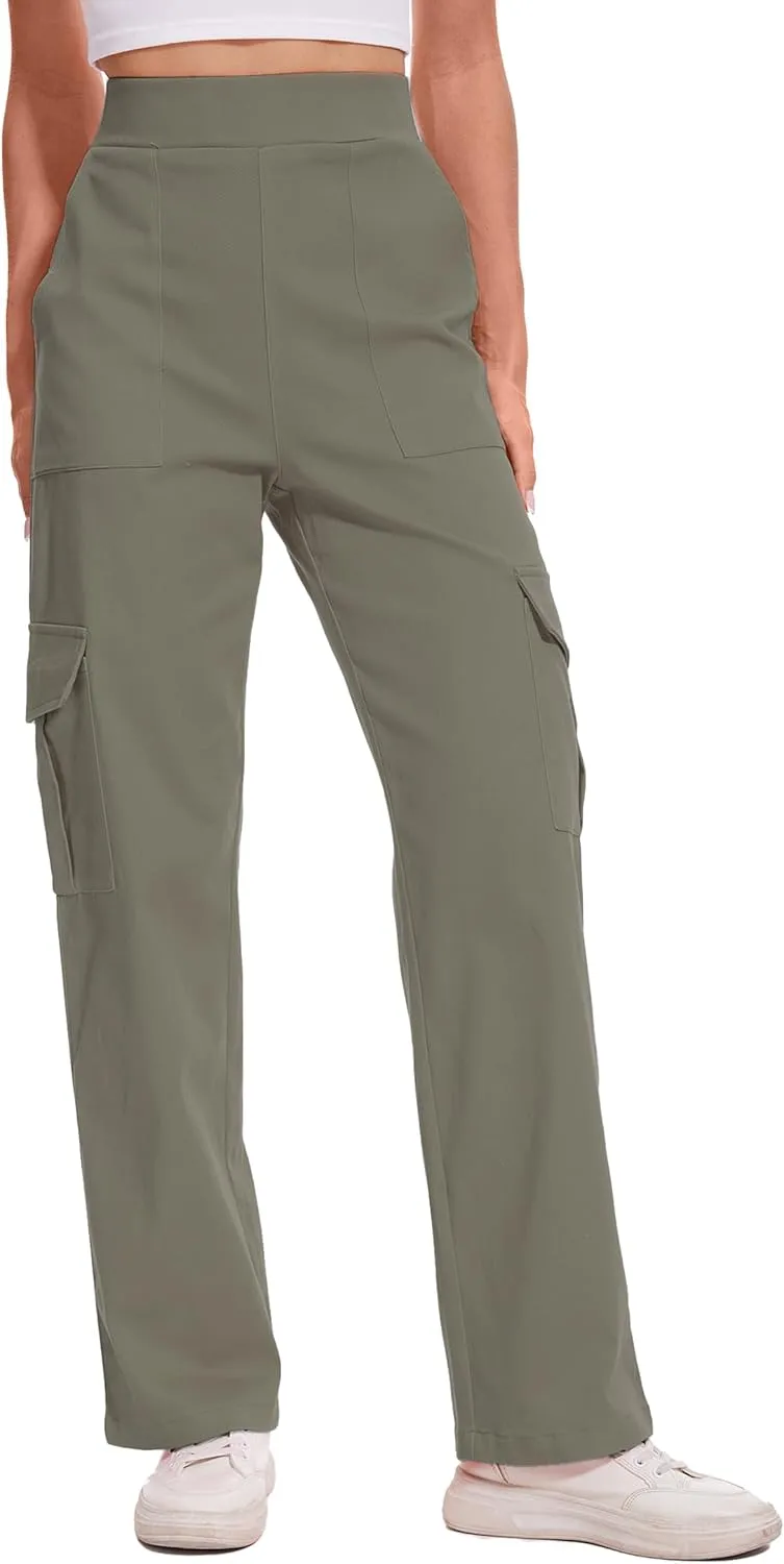 Cargo Pants for Women High Waisted Stretchy Pull On Pants with Pockets