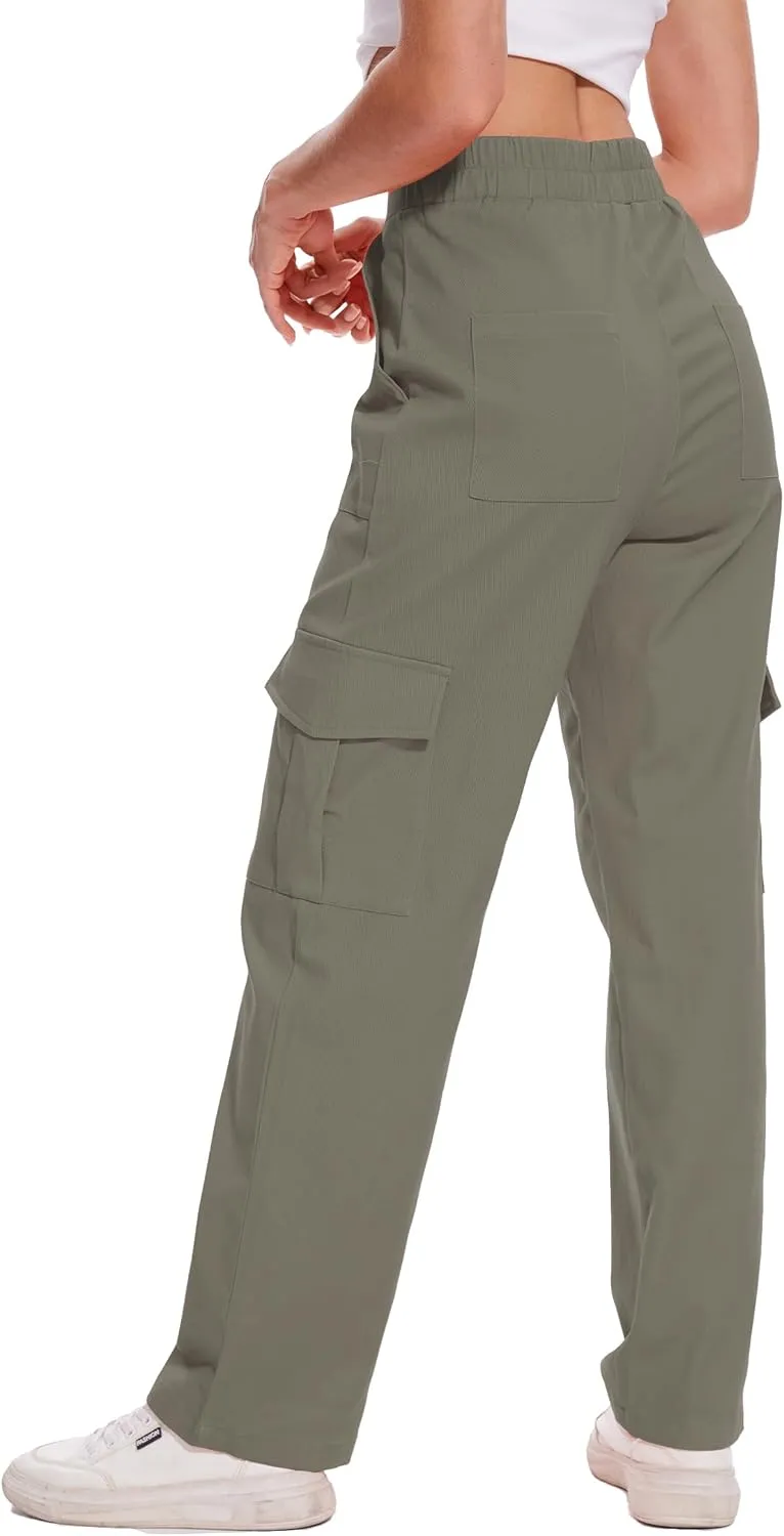 Cargo Pants for Women High Waisted Stretchy Pull On Pants with Pockets