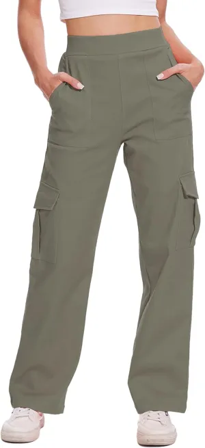 Cargo Pants for Women High Waisted Stretchy Pull On Pants with Pockets