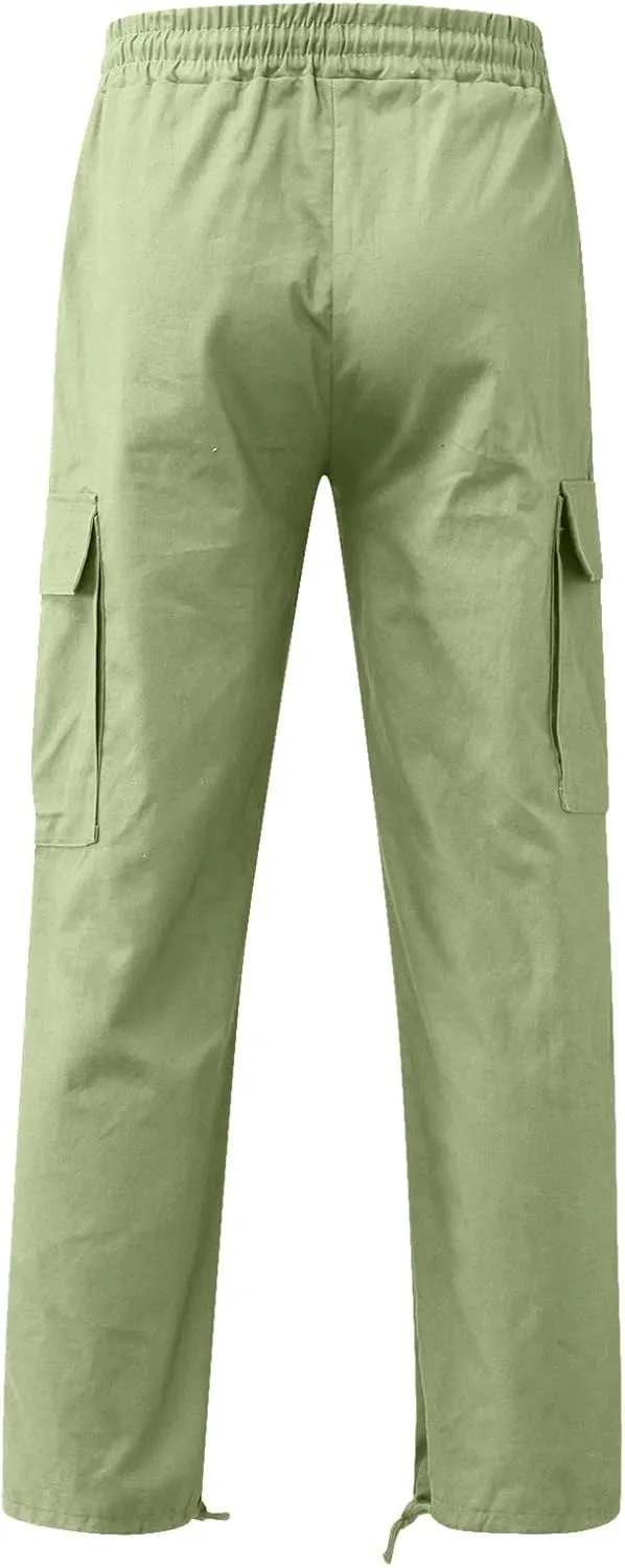 Cargo Sweatpants for Men Big and Tall Open Bottom Elastic Waist Cargo Joggers Loose Fit Running Athletic Tactical Pants