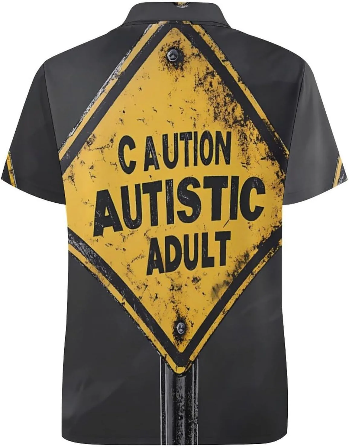 Caution Autistic Adult Mens Polo Shirts Quick Dry Short Sleeve T-shirts Slim Tennis Collared Tees Tops