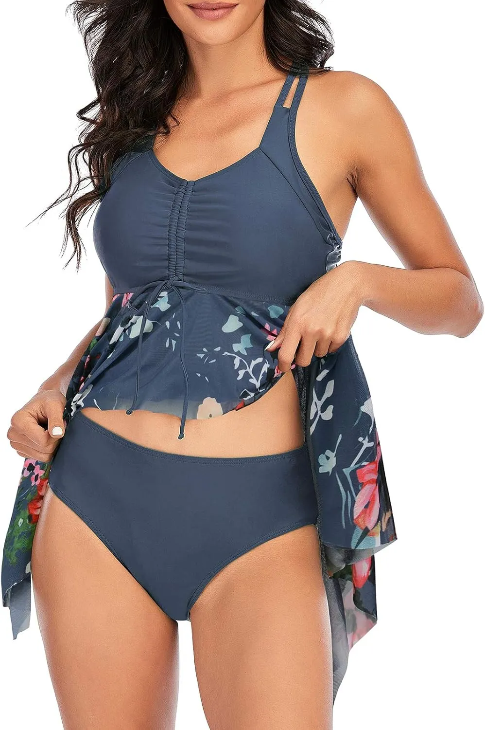 Century Star 2025 Womens Tankini Swimsuits Tummy Control 2 Piece Tankini Bathing Suit Dress with Shorts Modest Swimwear